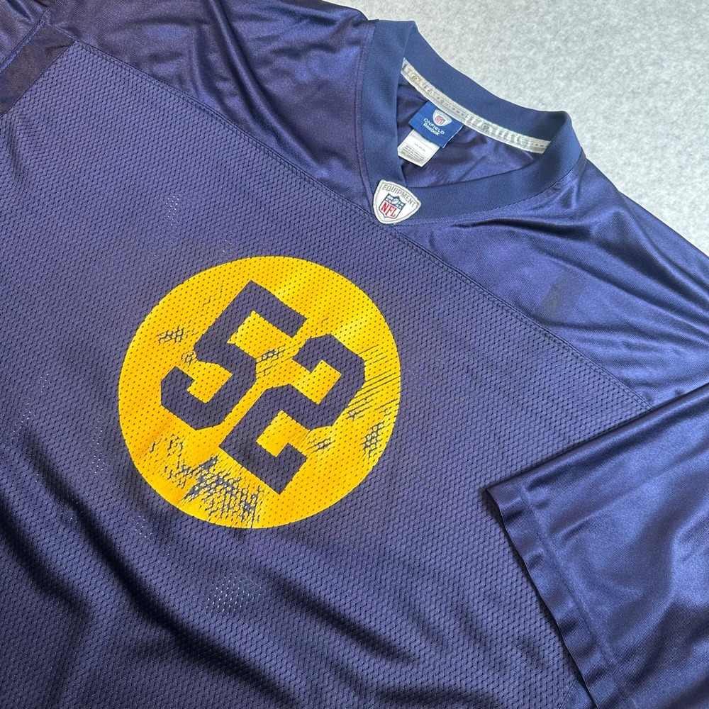 Reebok NFL Green Bay Packers Clay Matthews 52 Throwback Jersey Navy Blue 3XL
